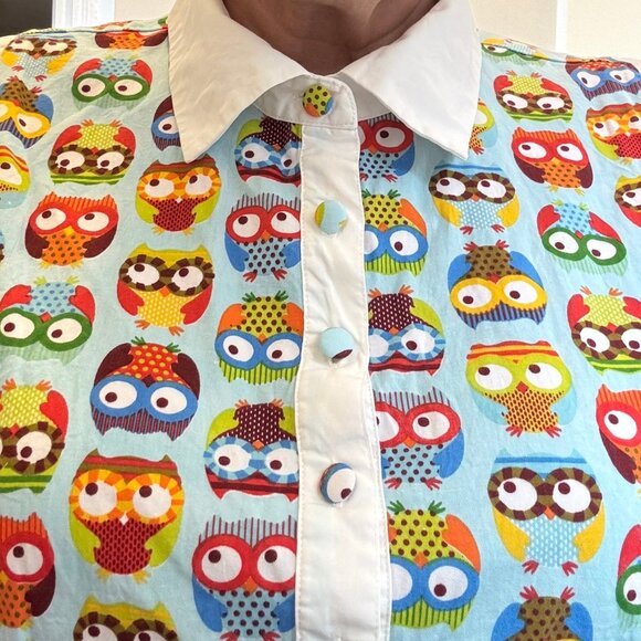 Unique Vintage Sleeveless Owl Blouse – Size 3X/20 - Picture 2 of 8